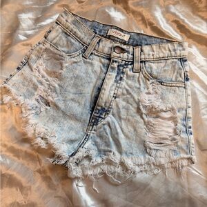 Distressed Blue Ripped July 4th Jean Shorts